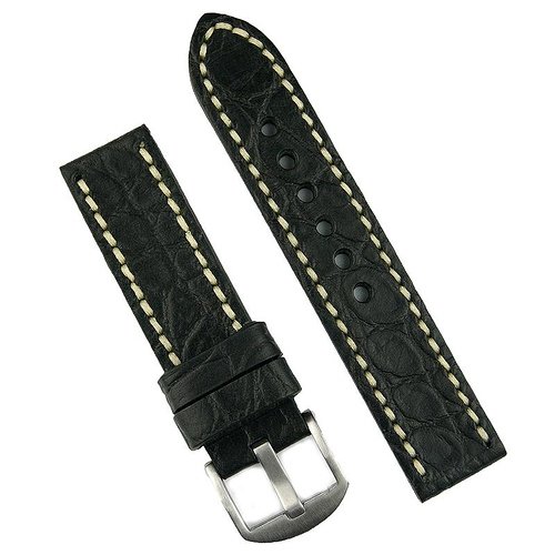 22mm24mmblackVintageGatorLeatherWatchBandStrapBandRBands