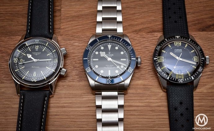 Comparative-Review-3-affordable-vintage-inspired-dive-watches-Tudor-Black-Bay-Oris-Divers-Sixty-Five-Longines-Legend-Diver-1
